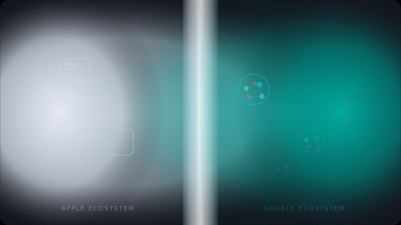 Illustration zur Grenze zwischen Apple- und Google-Ökosystem