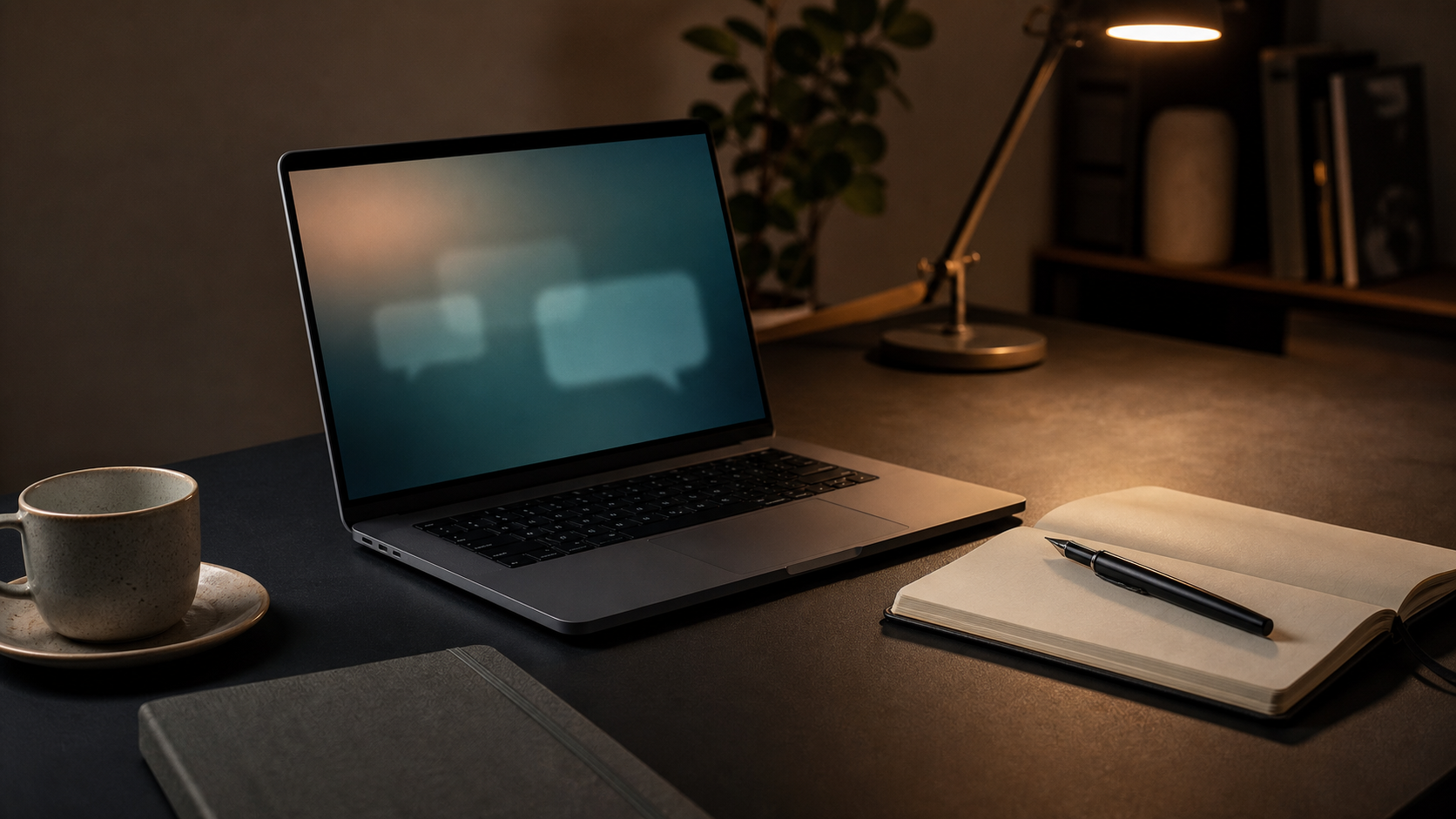 Arbeitsplatz mit Laptop und ChatGPT-Oberfläche