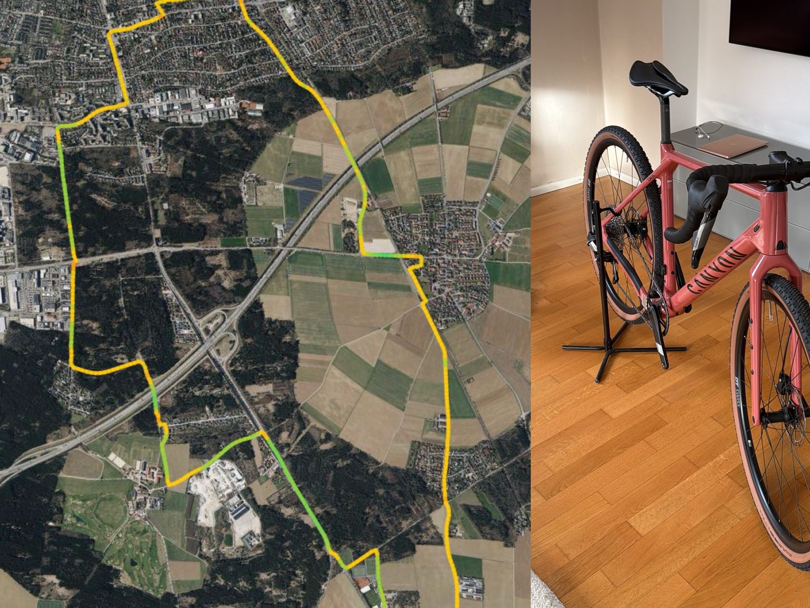 GPS Route und Bike im Wohnzimmer