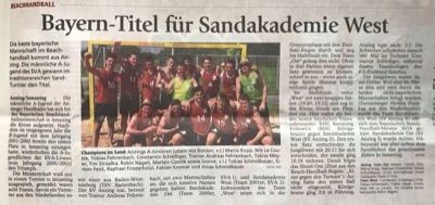 Zeitungsausschnitt: Bayern-Titel für Sandakademie West