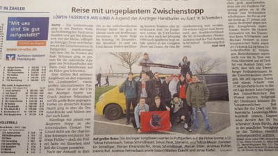Zeitungsausschnitt: Reise mit ungeplantem Zwischenstopp
