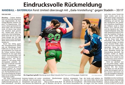 Zeitungsausschnitt: Eindrucksvolle Rückmeldung