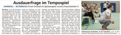 Zeitungsausschnitt: Ausdauerfrage im Tempospiel