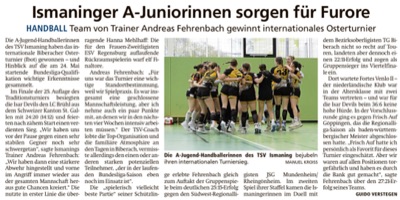 Zeitungsausschnitt: Ismaninger A-Juniorinnen sorgen für Furore