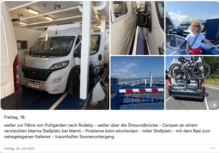 Camper auf der Fähre von Puttgarden nach Rødby