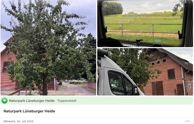 Camper auf einem Bauernhof in der Lüneburger Heide