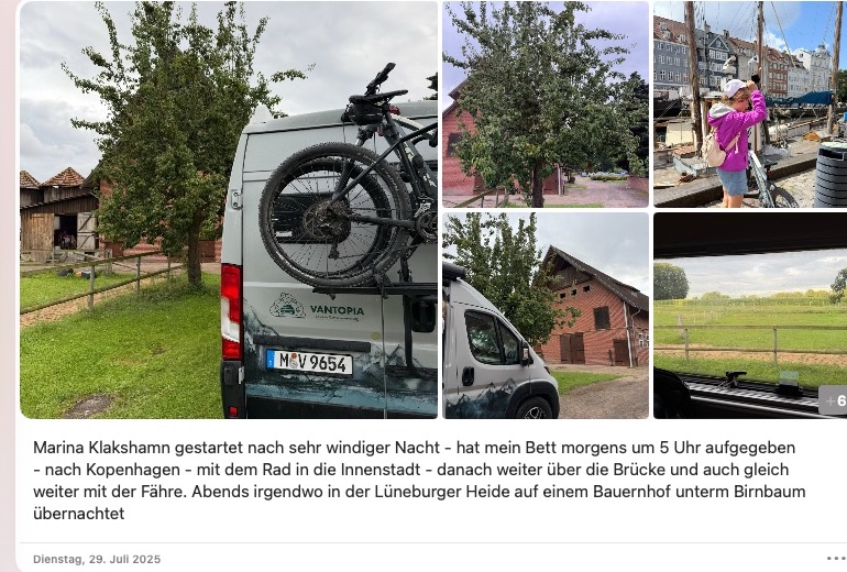 Fahrräder am Camper, Kopenhagen und Bauernhof in der Lüneburger Heide