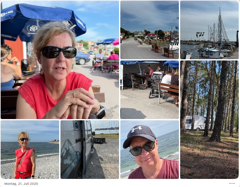 Hafen, Strand und Kiefernwald an der schwedischen Ostküste
