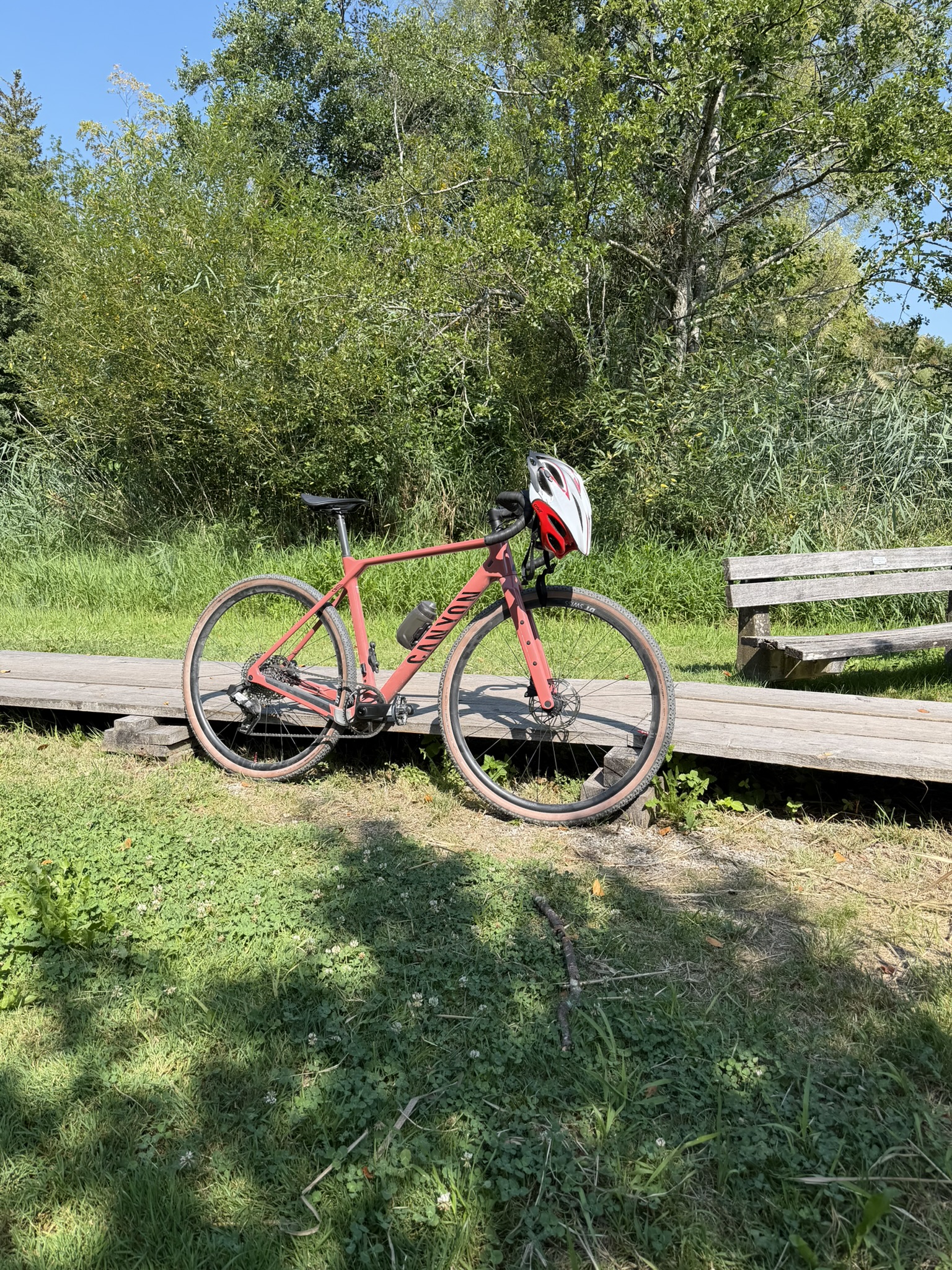 Canyon Grizl auf dem Bohlenweg am Starnberger See